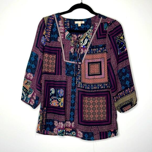 Skies are Blue Patterned Purple Blouse S - Picture 1 of 6